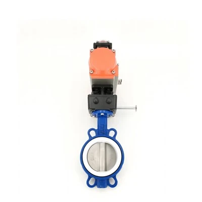Pneumatic Wafer Papiyon Valv ak Mekanis Manyèl